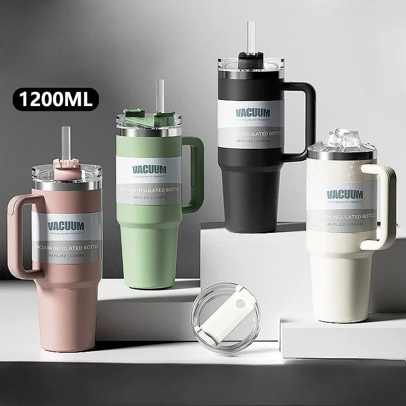 40oz car cup, 304 stainless steel straw insulated cup, ice cream cup, car water cup